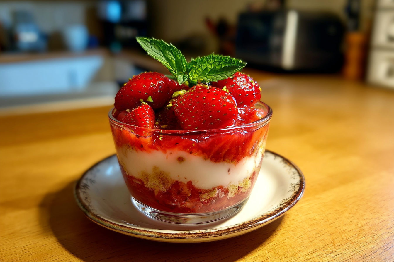 Tartare di fragole e pistacchi