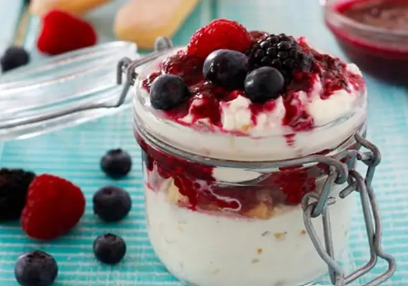 Yogurt delizioso con biscotti