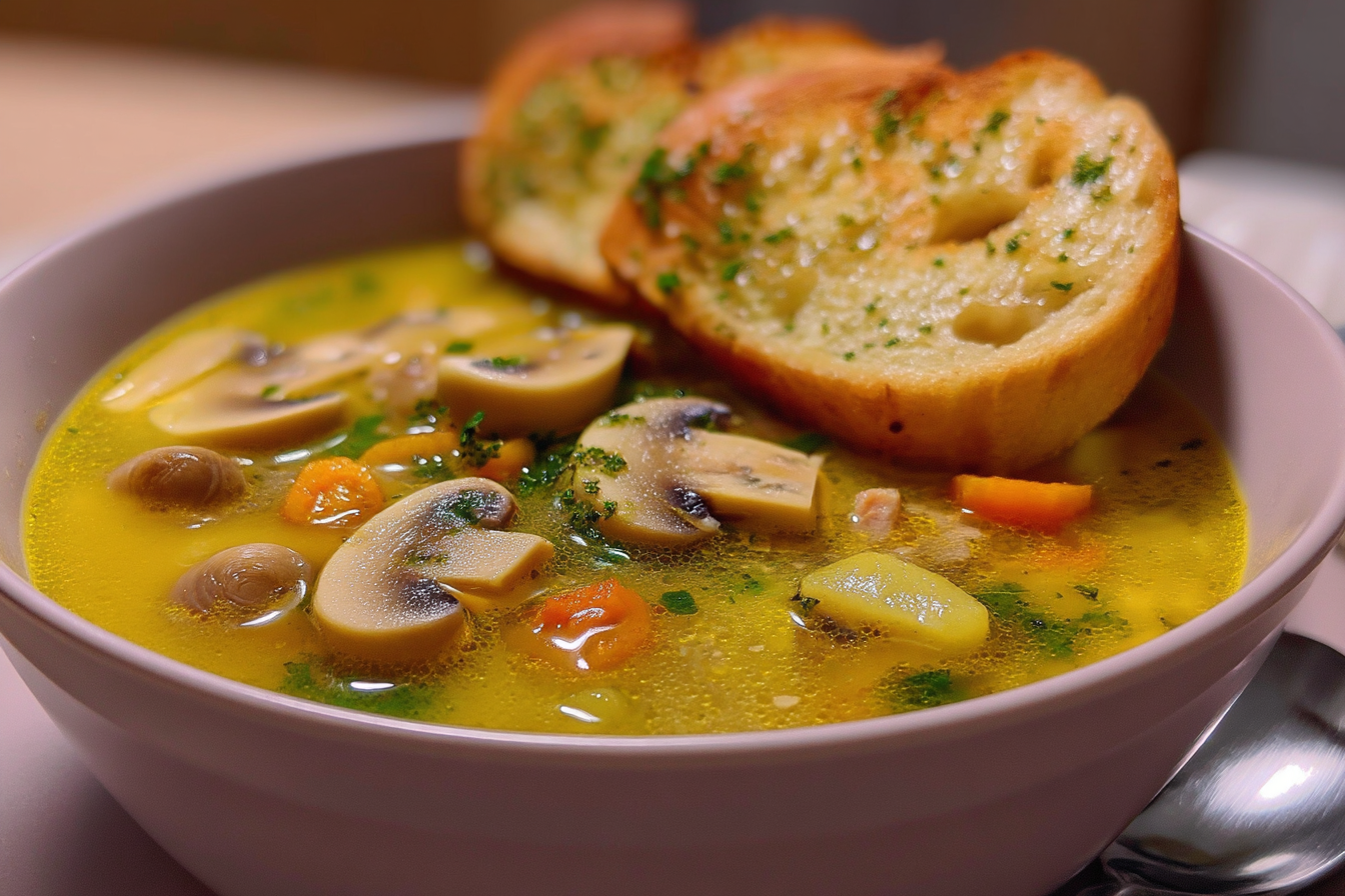Zuppa di funghi e tonno
