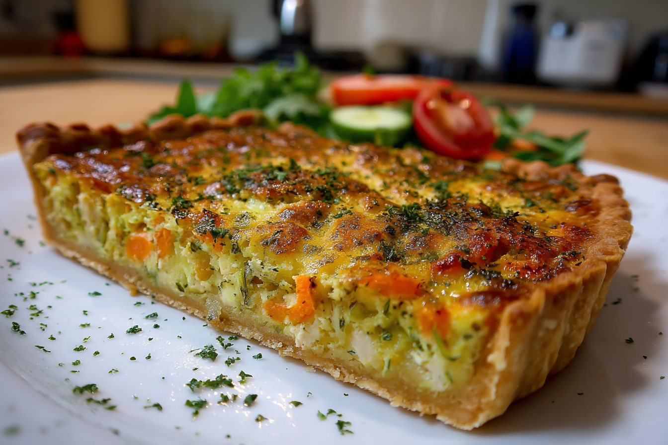 Crostata salata con pollo e verdure