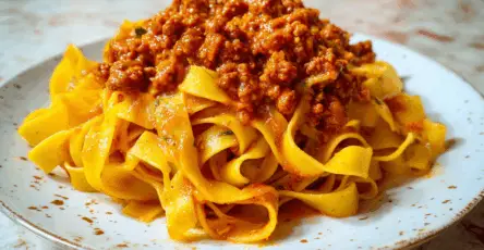 Tagliatelle con ragù di soia