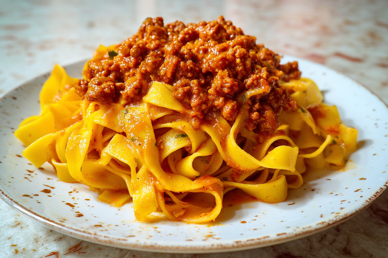 Tagliatelle con ragù di soia