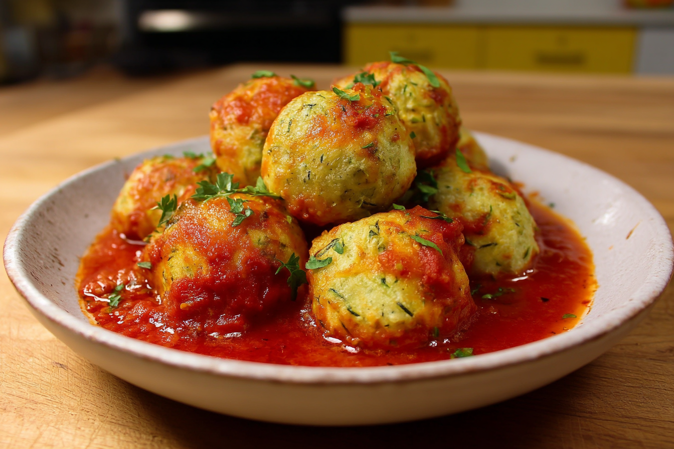 Polpette di zucchine al sugo di pomodoro
