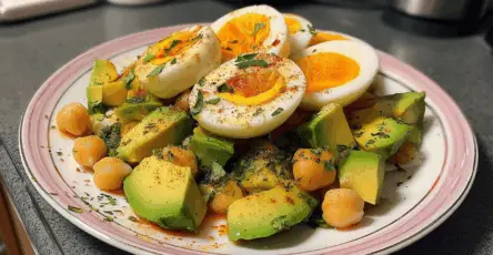 Insalata di avocado con uova e ceci