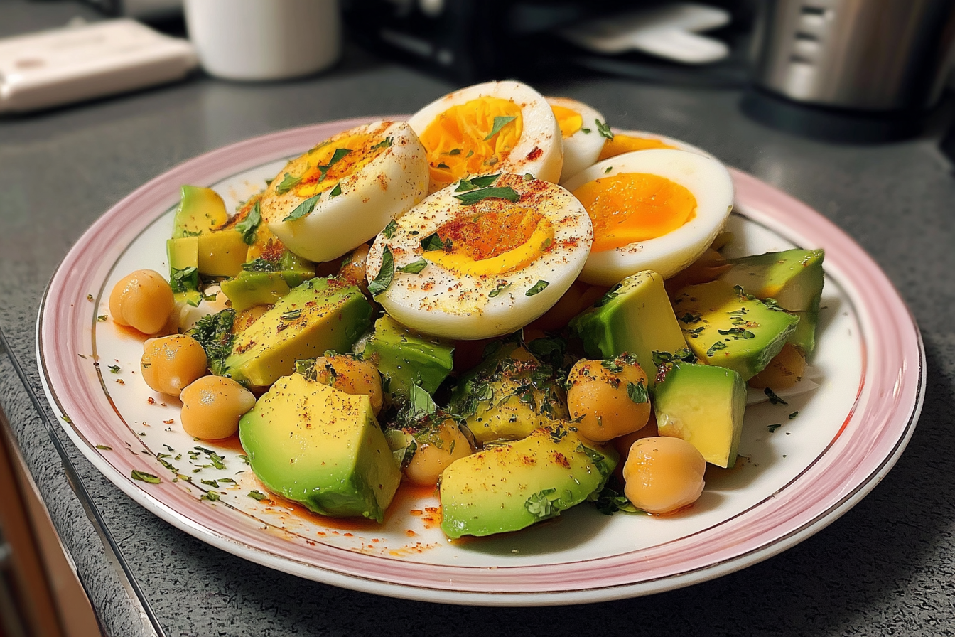 Insalata di avocado con uova e ceci