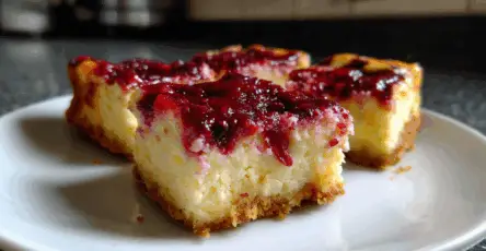 Barrette di cheesecake al limone e lampone