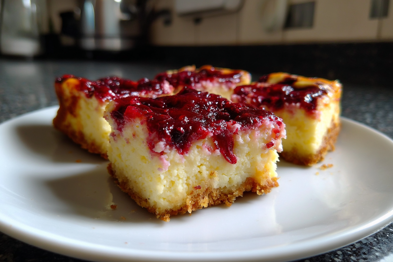 Barrette di cheesecake al limone e lampone