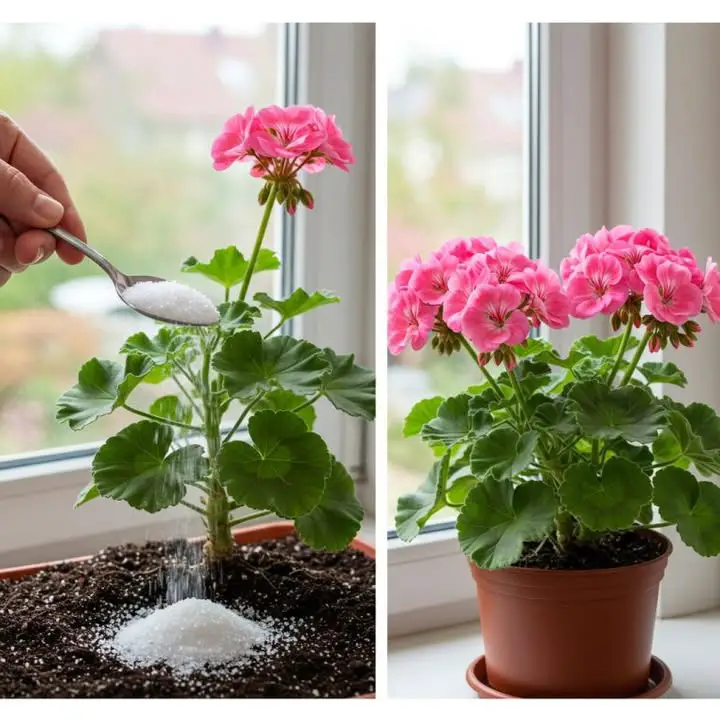 gerani pieni di fiori