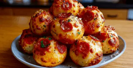 Palline di pizza con formaggio e pepperoni