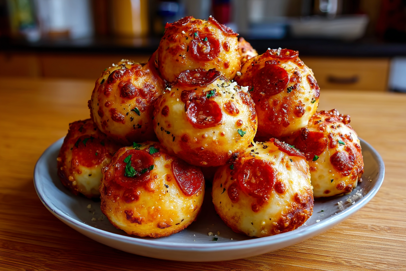 Palline di pizza con formaggio e pepperoni