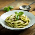 Frulla zucchine, basilico, mandorle, parmigiano e aglio