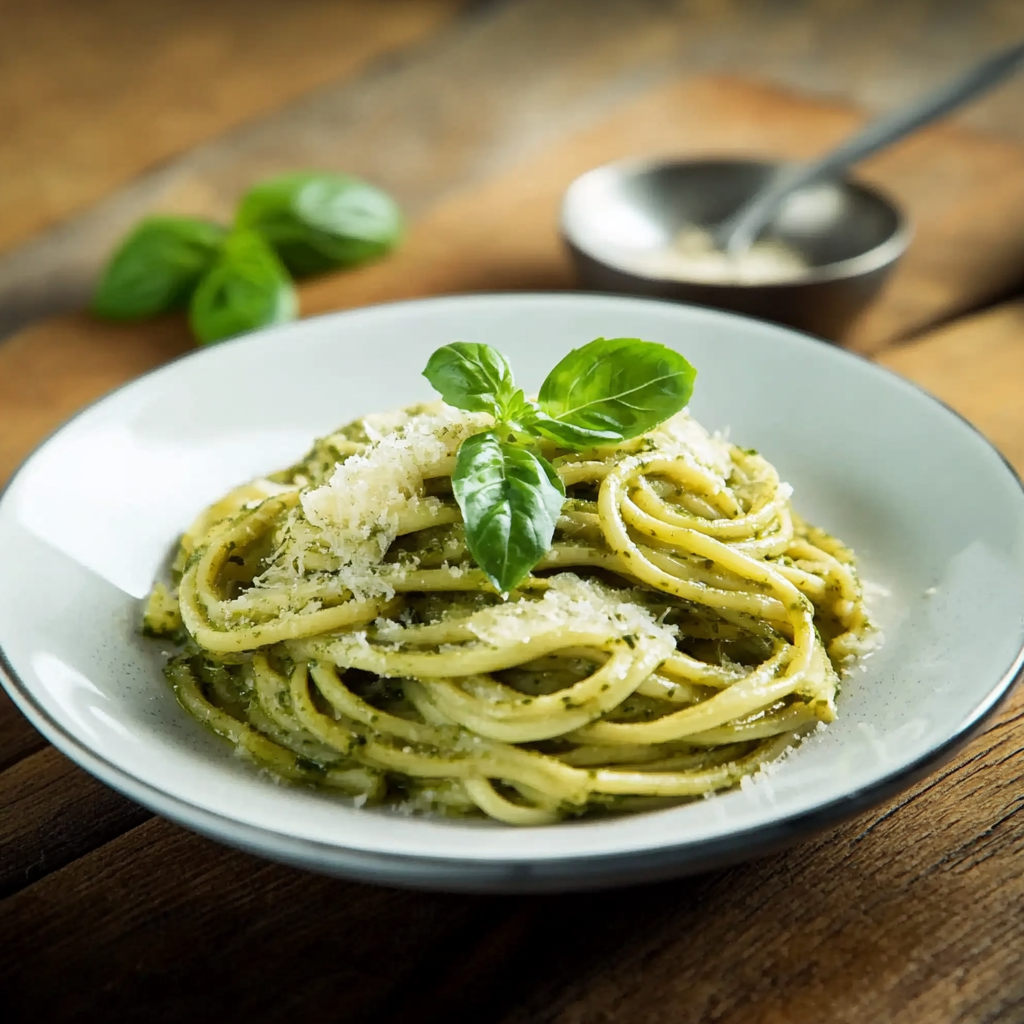 Frulla zucchine, basilico, mandorle, parmigiano e aglio