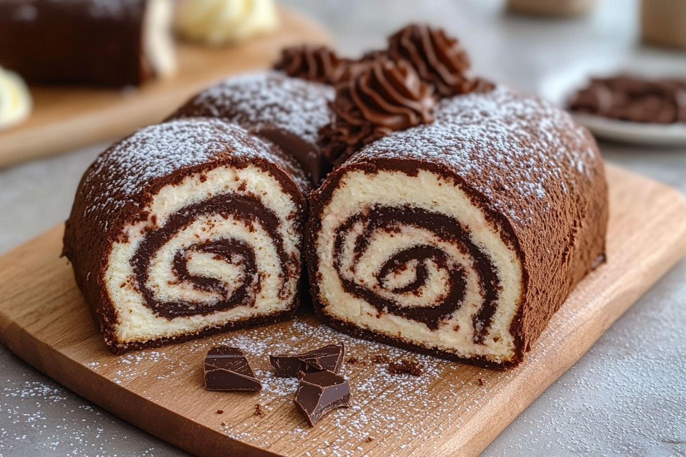 Rotolo senza cottura al cocco e cioccolato