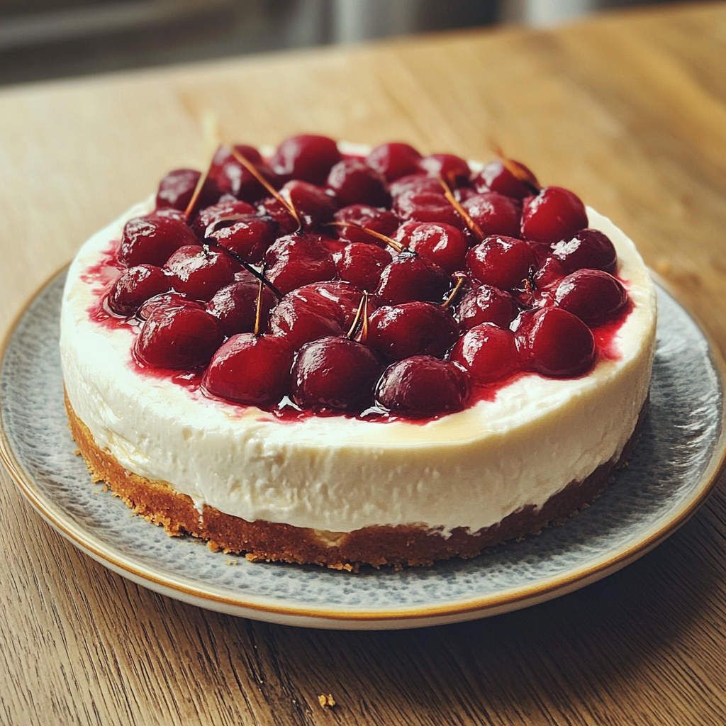Torta fredda allo yogurt e ciliegie