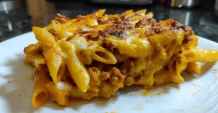 Pennette con Salsiccia Besciamella e Mozzarella al Forno