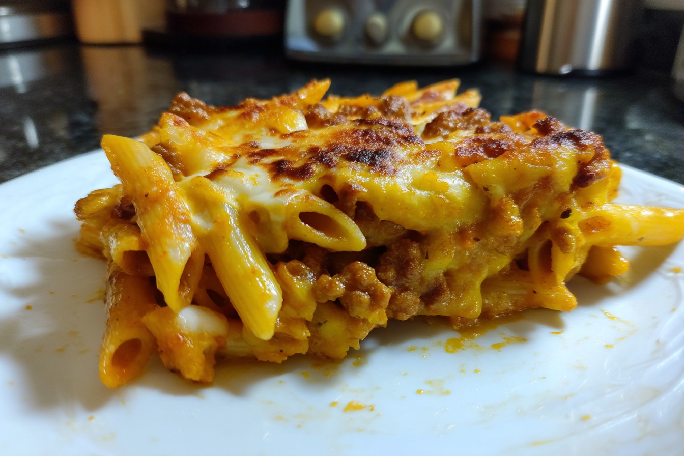 Pennette con Salsiccia Besciamella e Mozzarella al Forno