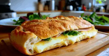 Baguette con crème fraîche formaggio e prosciutto