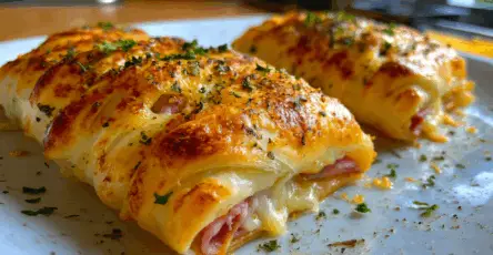 Bastoncini di pasta sfoglia al formaggio e prosciutto