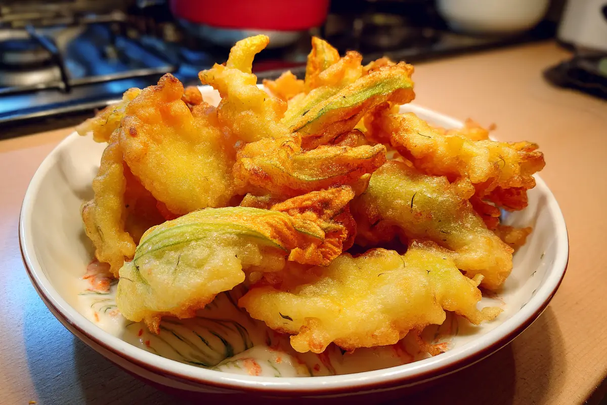Fiori di zucca ripieni e fritti