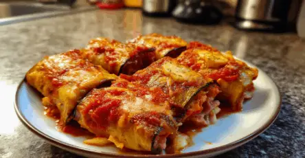 Involtini di melanzane con prosciutto e formaggio