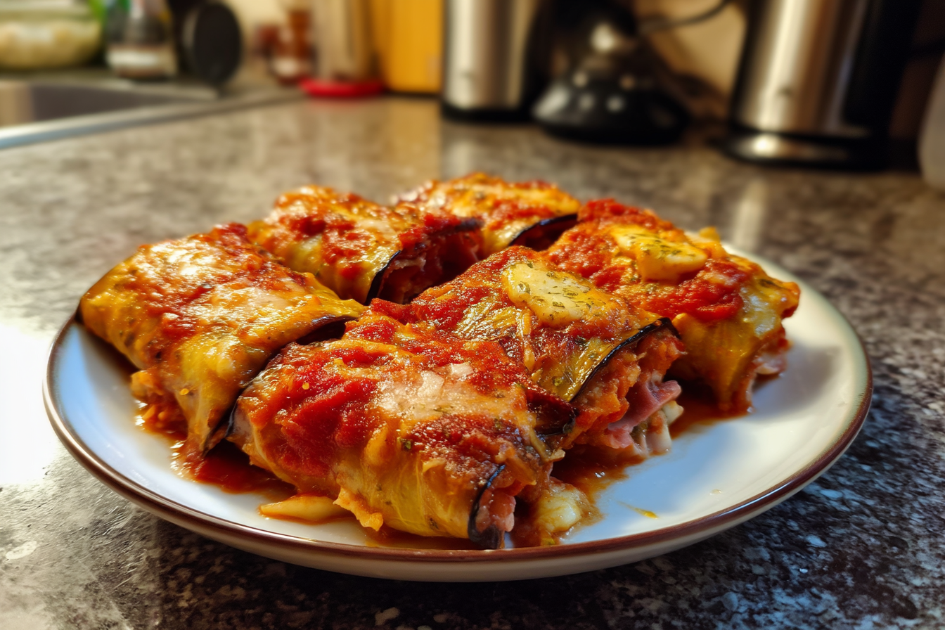 Involtini di melanzane con prosciutto e formaggio