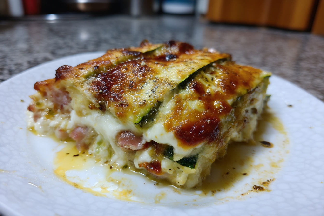 Parmigiana di Zucchine con Prosciutto e Mozzarella
