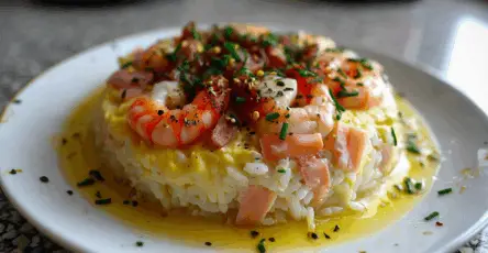 Tronchetto Salato con Sapori Marini: Cangrejo Salmone Affumicato e Gamberi