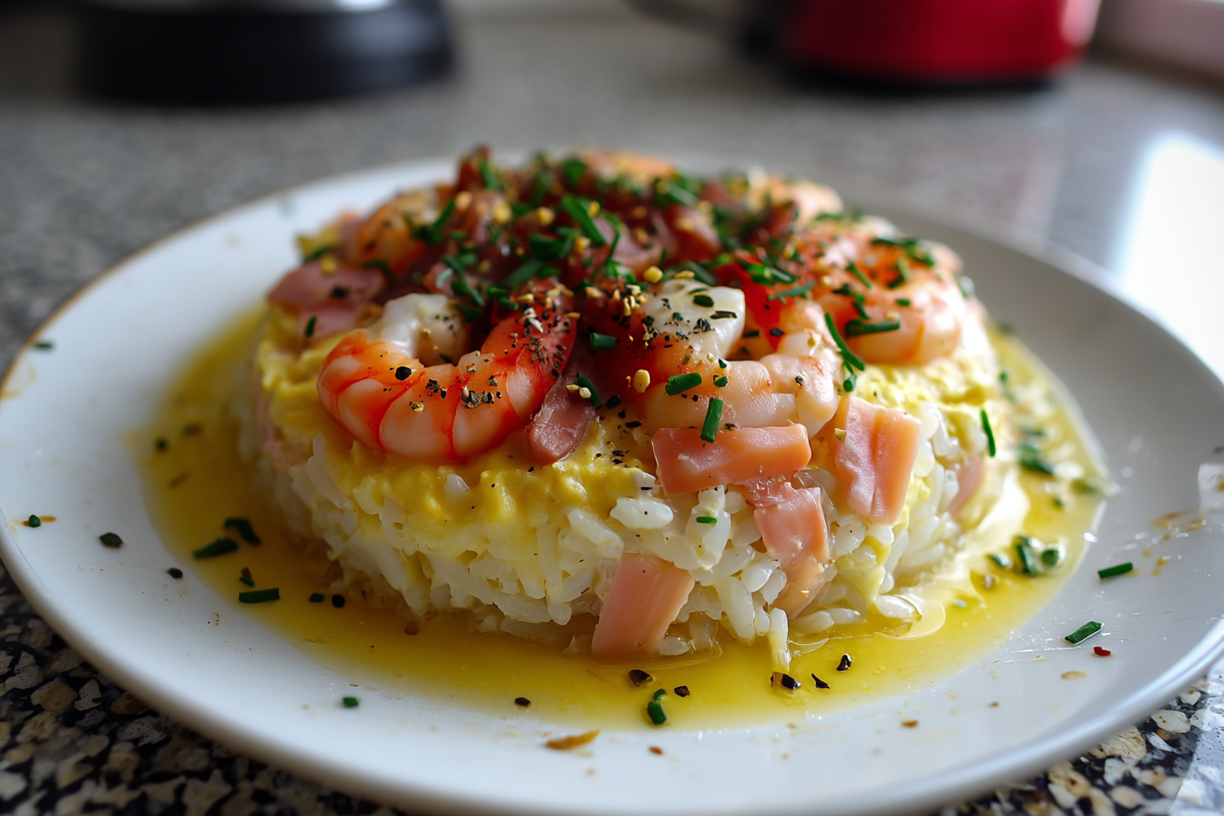 Tronchetto Salato con Sapori Marini: Cangrejo Salmone Affumicato e Gamberi