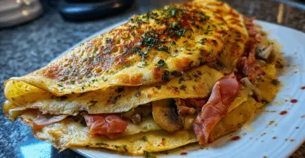 Crêpes salate con funghi speck e taleggio