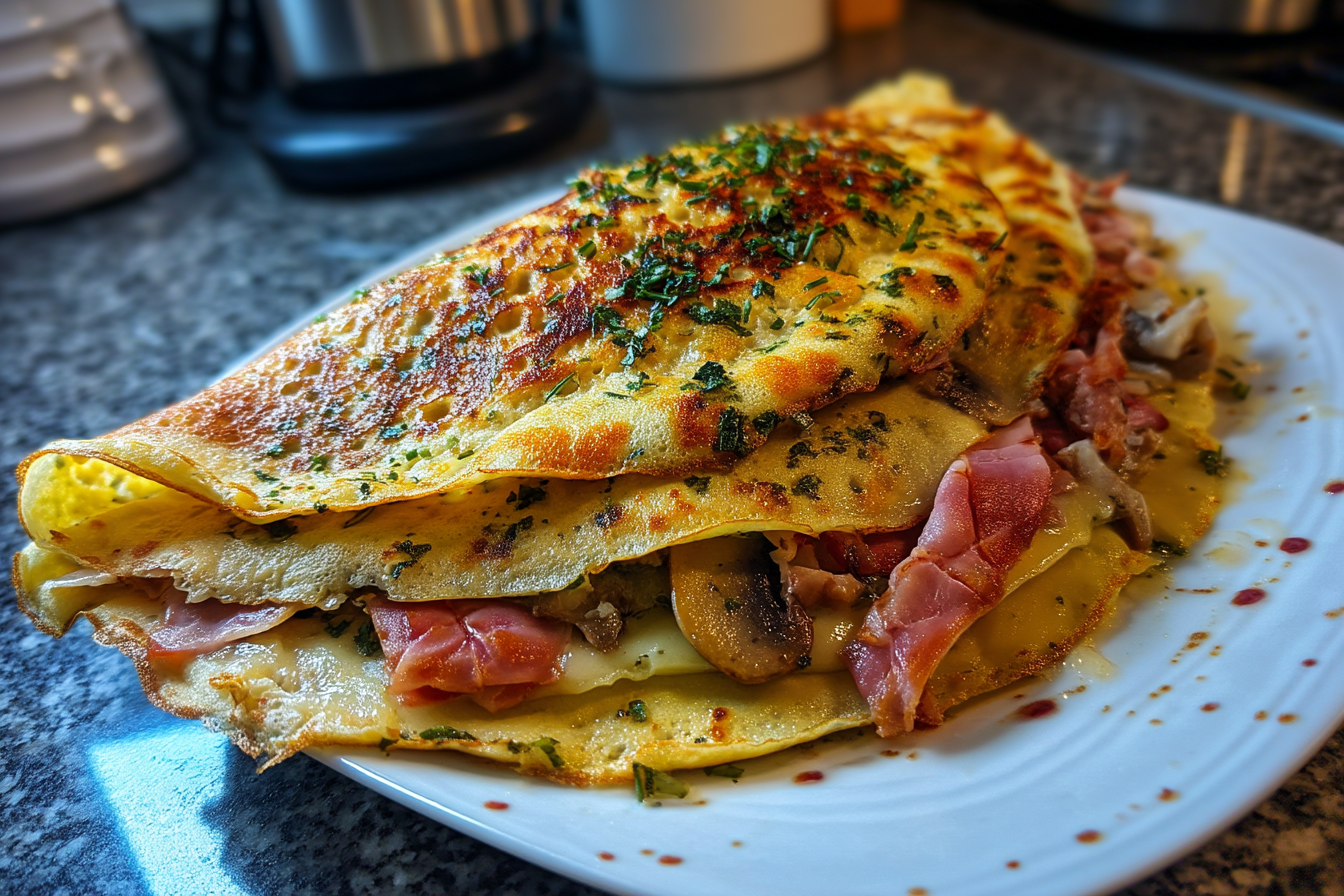 Crêpes salate con funghi speck e taleggio