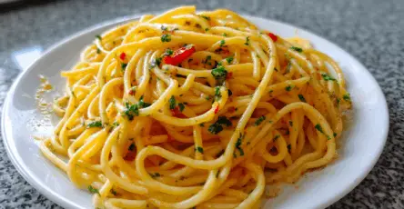 Spaghetti aglio olio e peperoncino