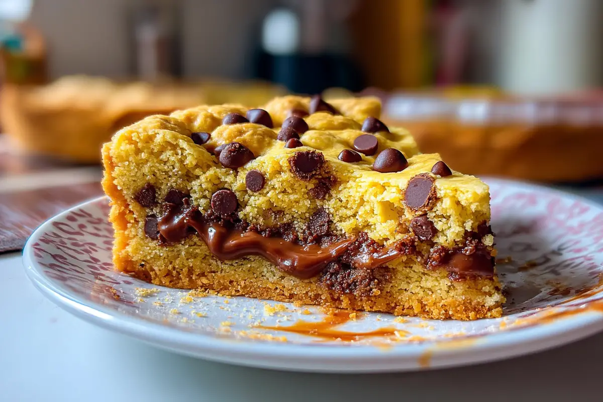 Frolla croccante con gocce di cioccolato e cuore cremoso alla nocciola