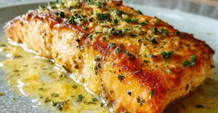 Salmone con aglio e burro al limone