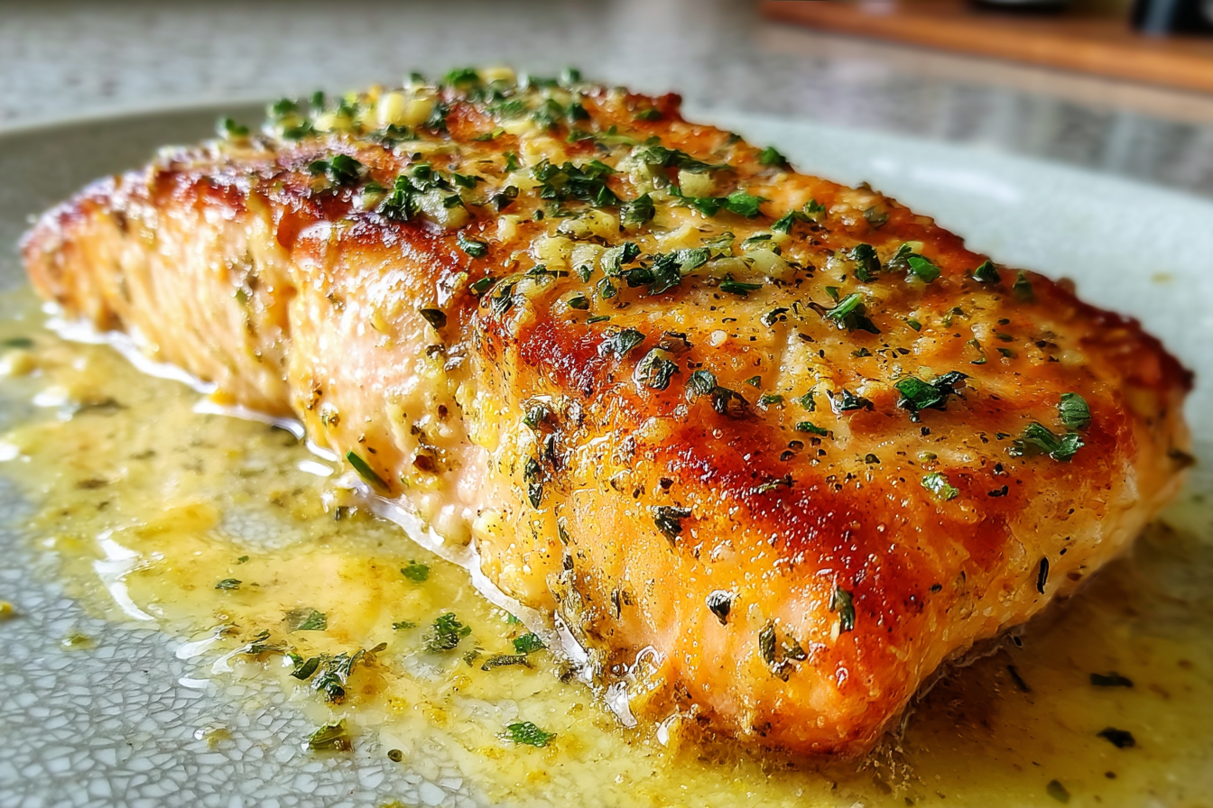 Salmone con aglio e burro al limone