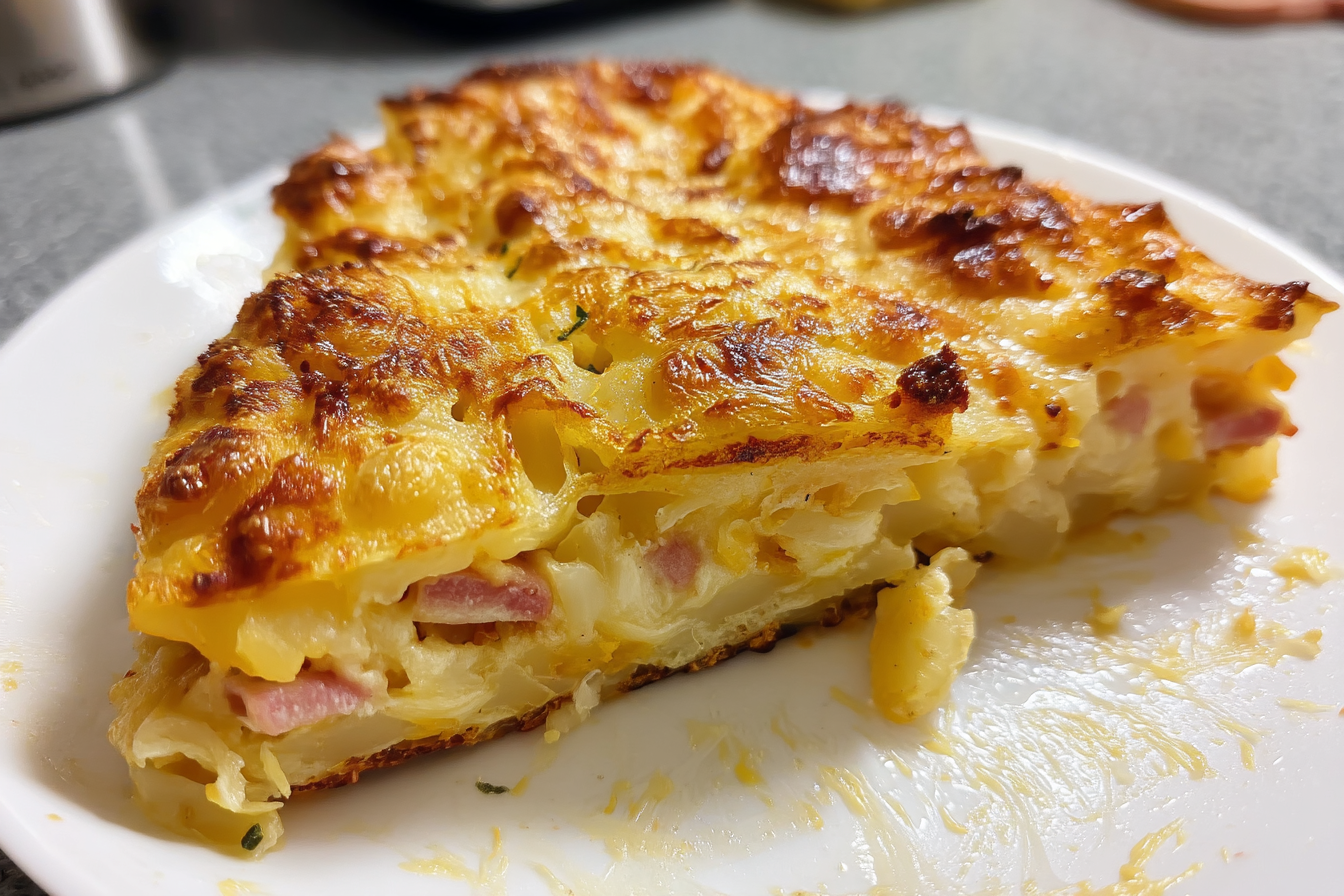 Sformato di pasta sfoglia con patate e prosciutto al formaggio
