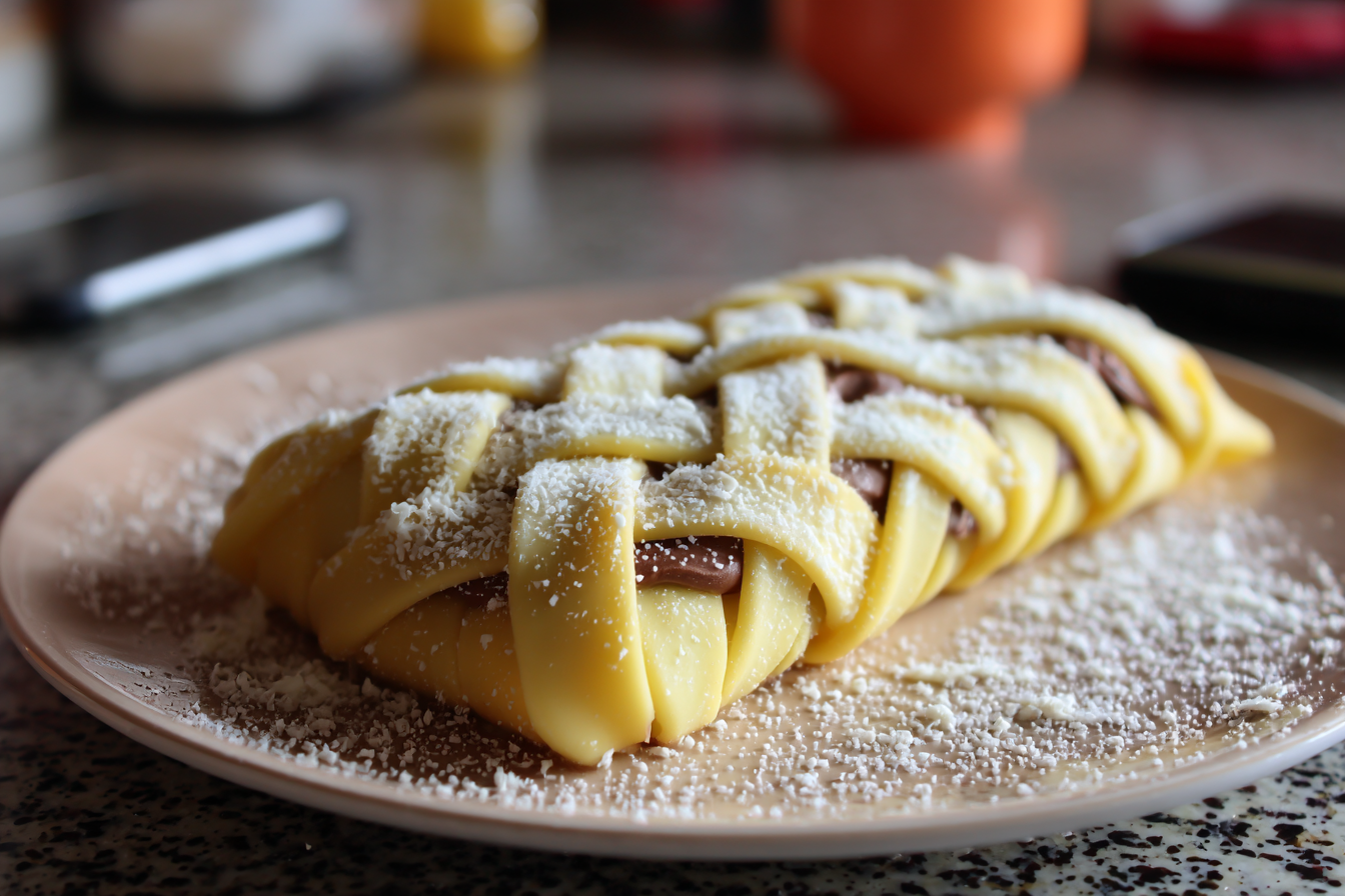 Treccia di pasta sfoglia bicolore