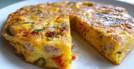 Frittata salata con uovo salsiccia e verdure