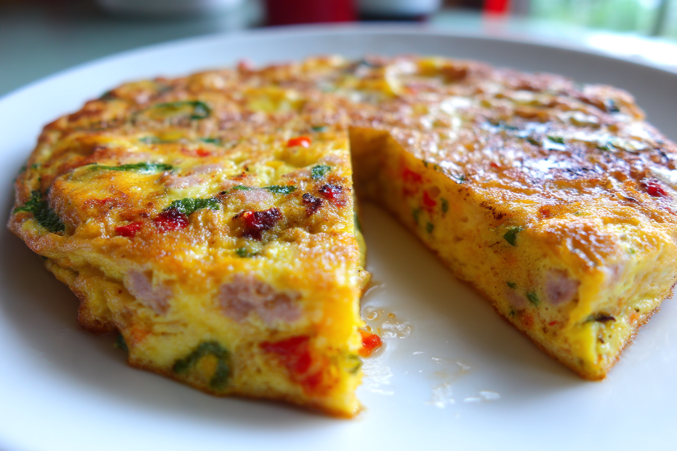 Frittata salata con uovo salsiccia e verdure