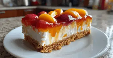 Dolce Freddo alla Pesca con Base Croccante e Crema Soffice