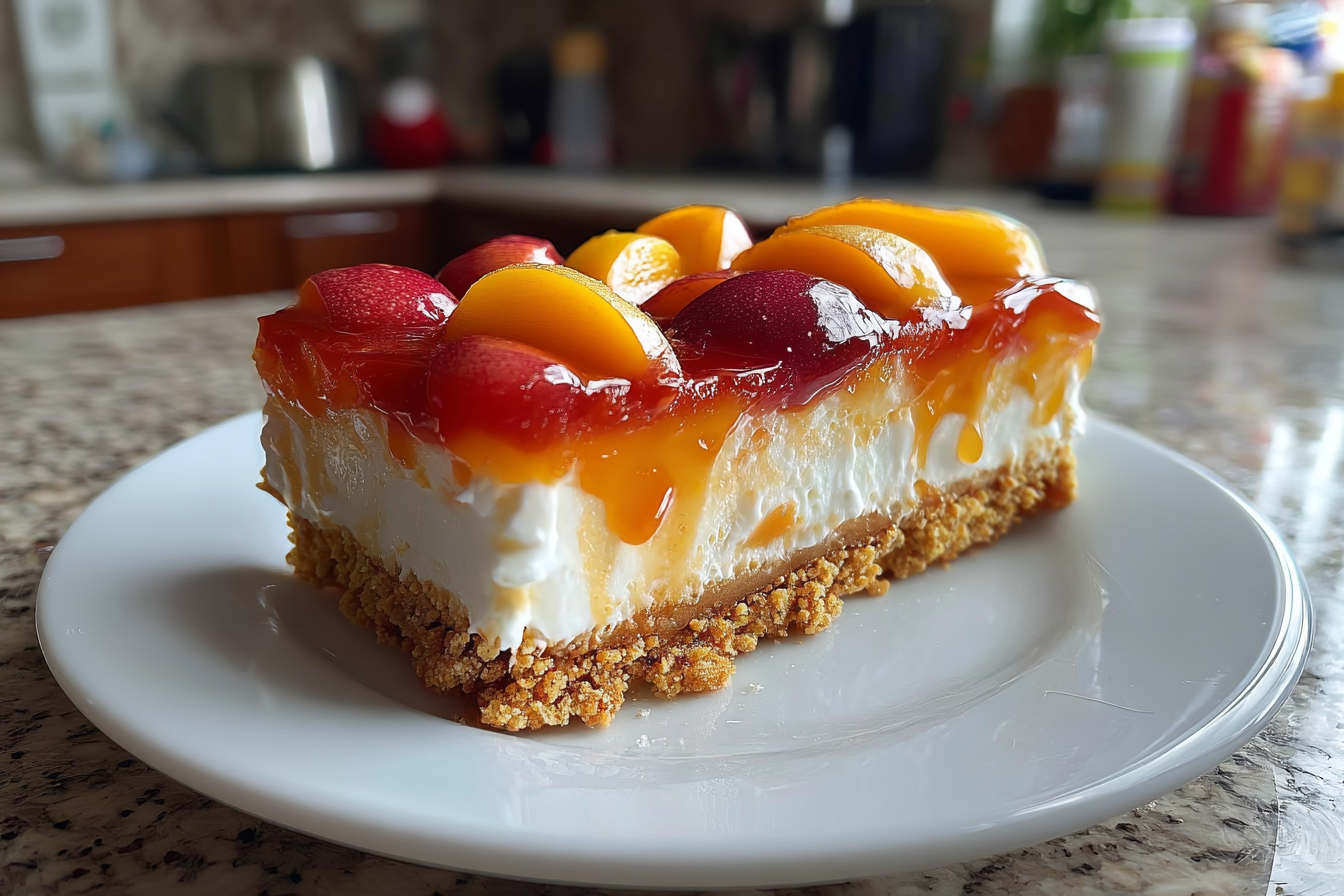 Dolce Freddo alla Pesca con Base Croccante e Crema Soffice
