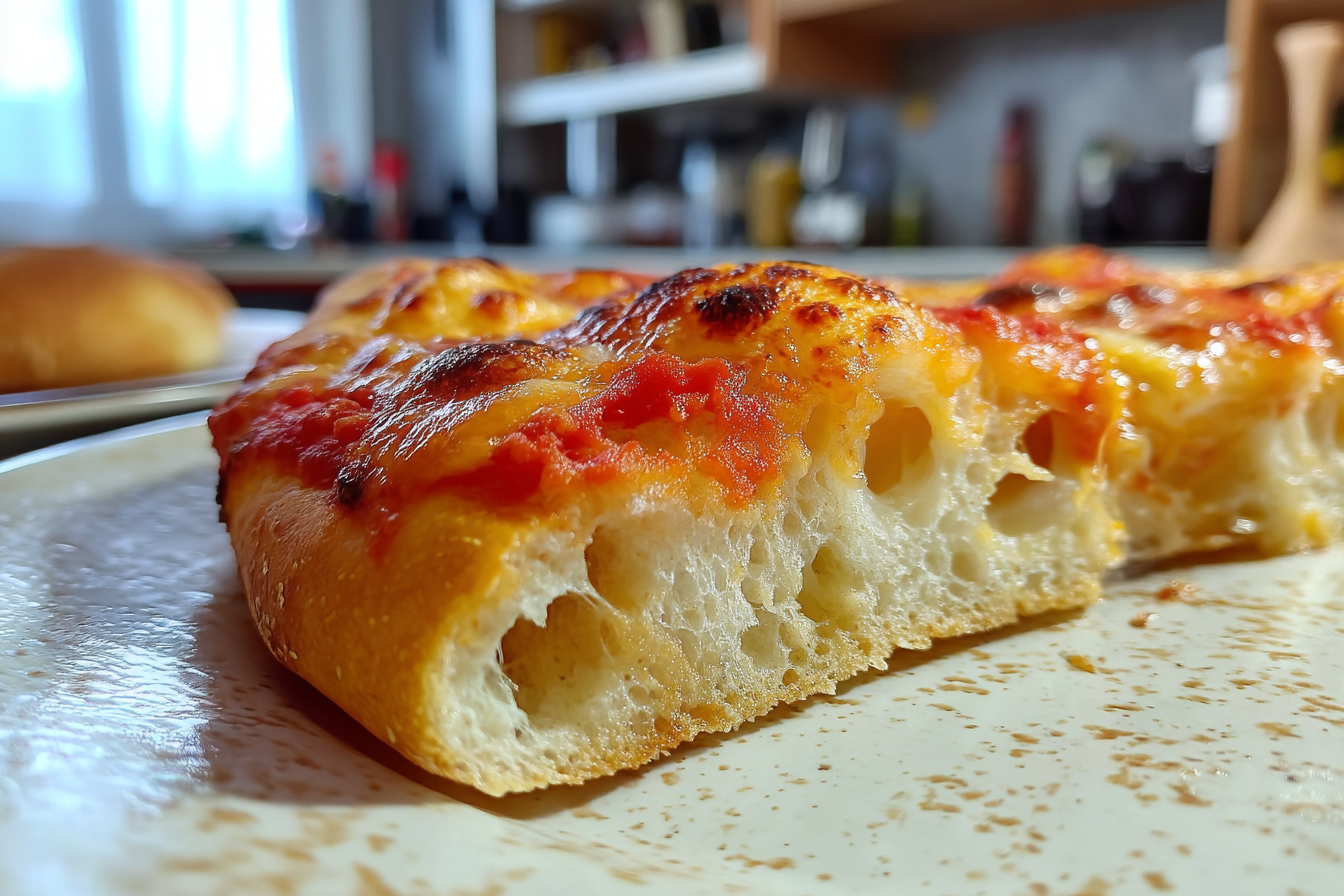 Pizza ad alta lievitazione soffice leggera e piena di bolle
