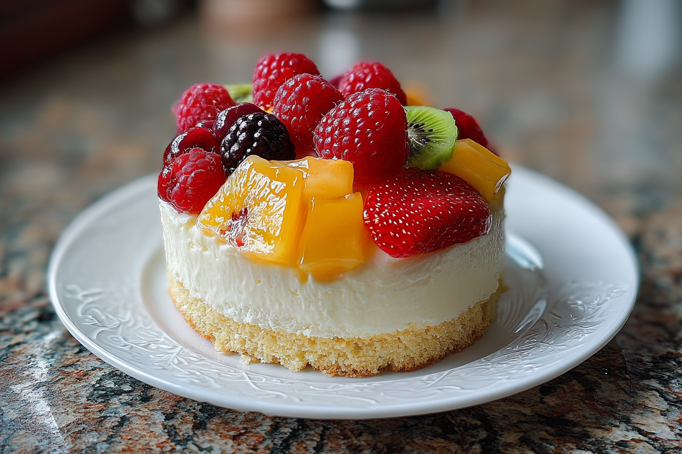 Torta cremosa con la frutta senza zucchero