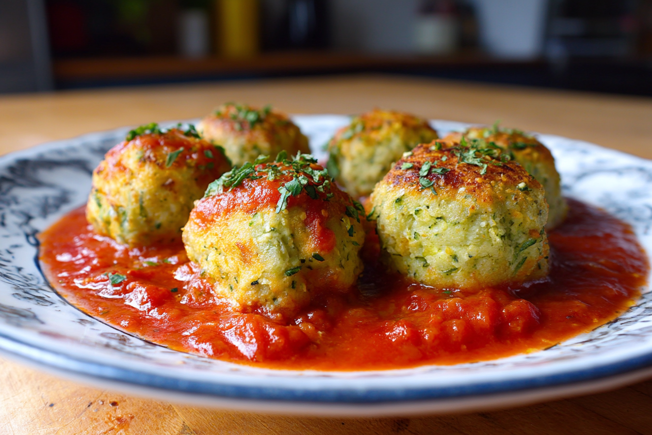 Polpette di zucchine al sugo di pomodoro