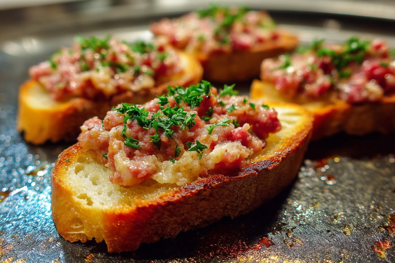 Crostini salsiccia e stracchino