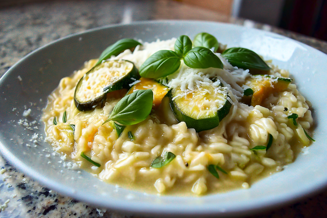 Risotto Cremoso alle Zucchine con Basilico e Parmigiano