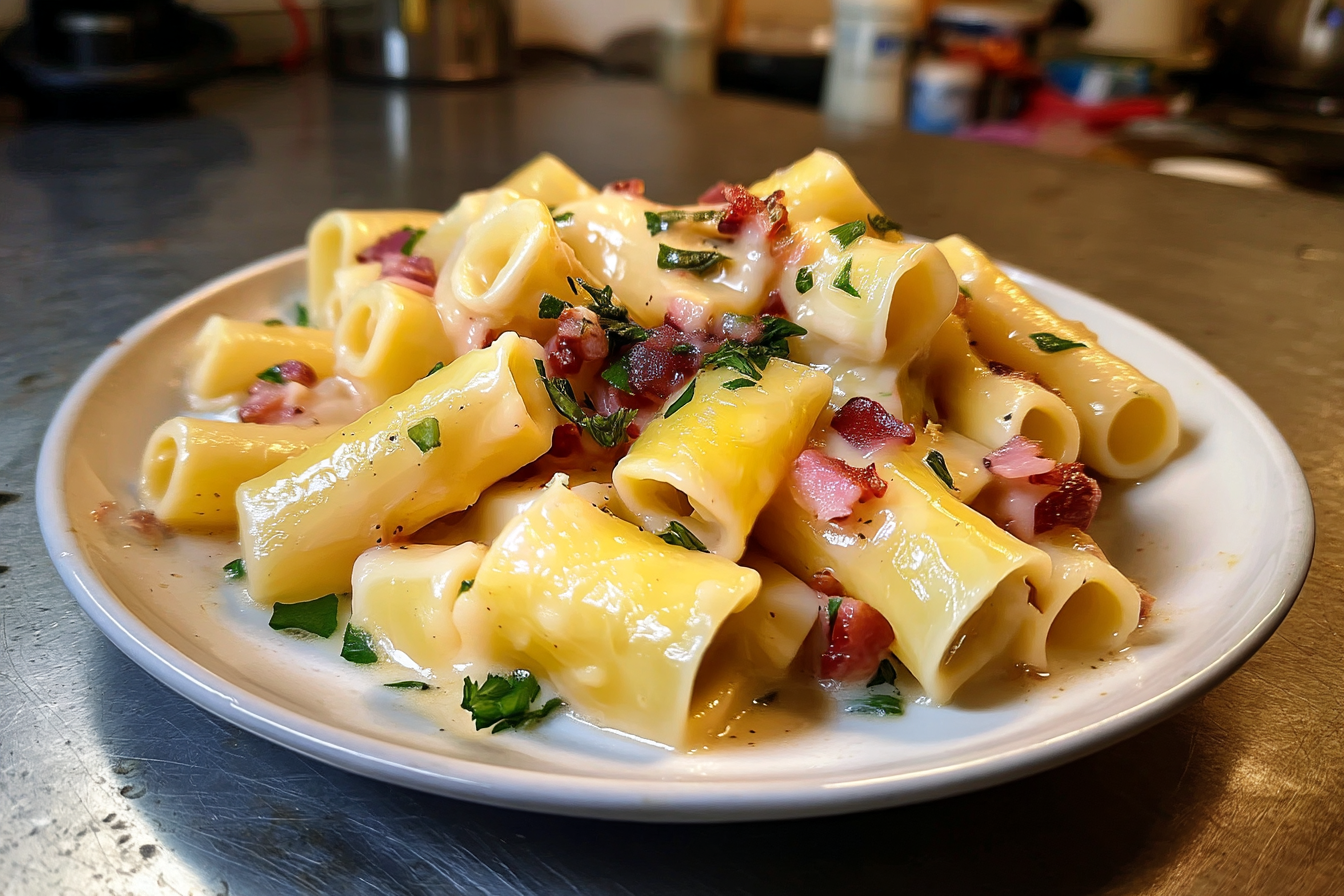 Paccheri con Crema di Patate e Pancetta