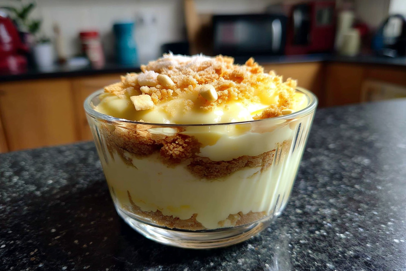 Dessert Furbo con Briciole Croccanti e Crema Pasticcera