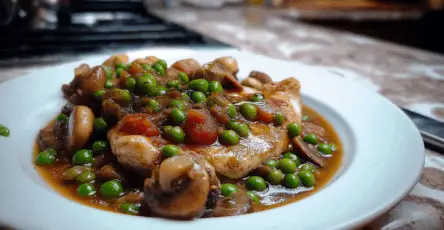Scaloppine di Pollo ai Funghi Porcini e Piselli