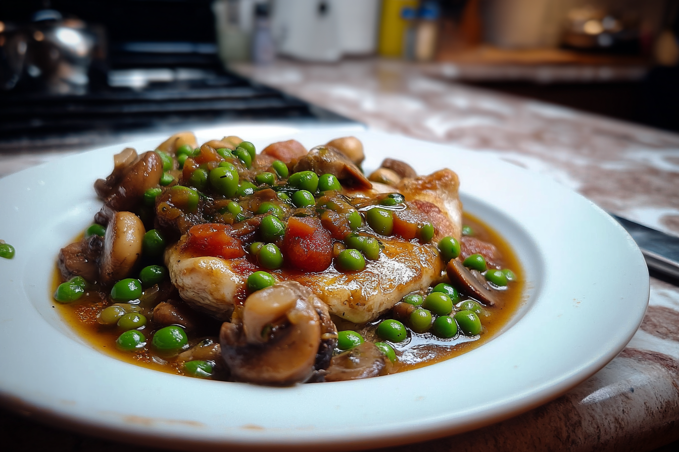 Scaloppine di Pollo ai Funghi Porcini e Piselli