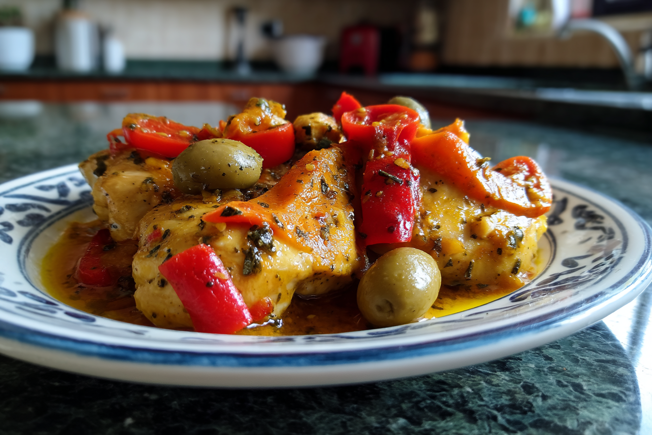 Petto di Pollo con Peperoni e Olive